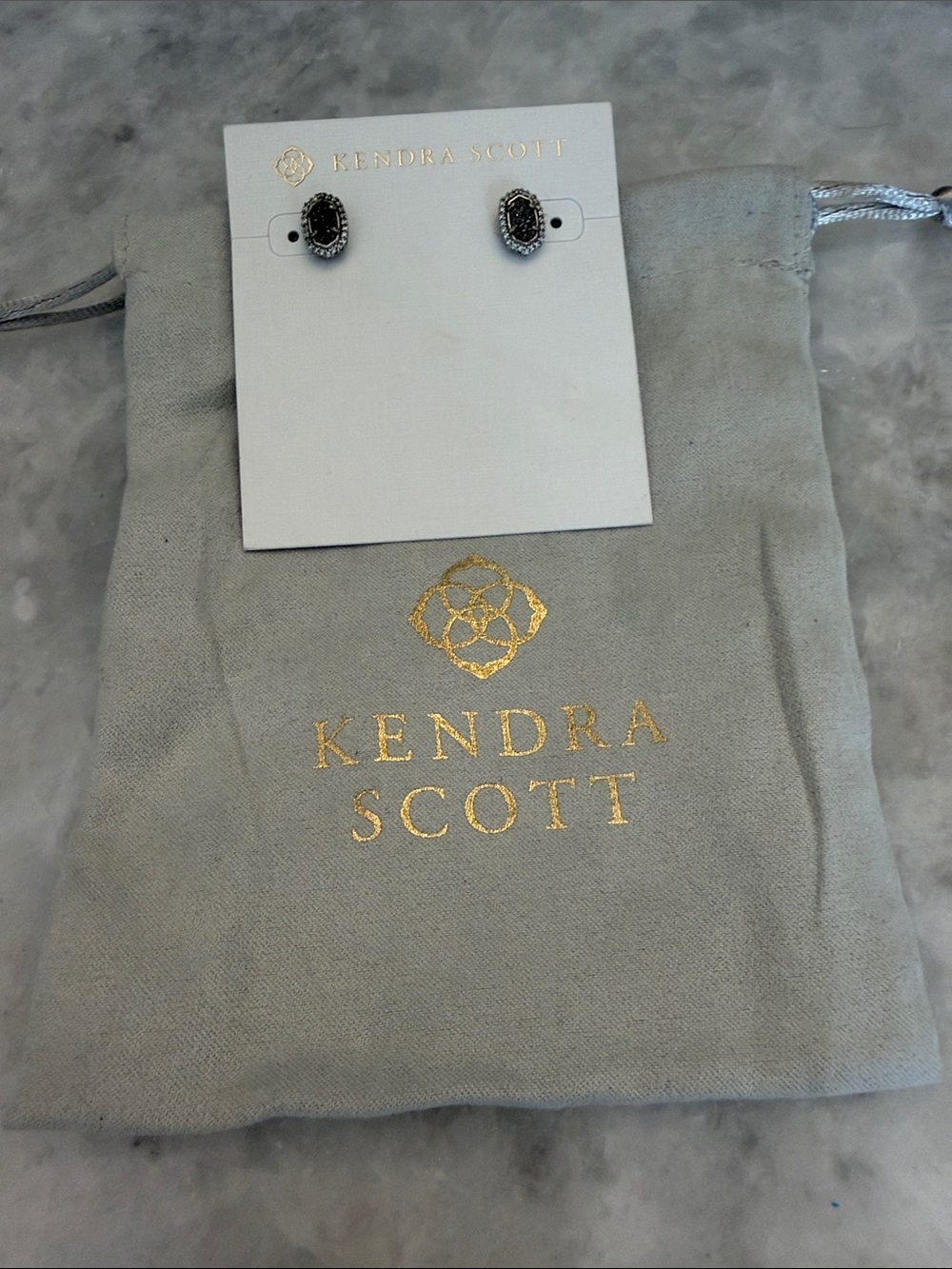 Kendra Scott Black and Silver Halo Stud Earrings